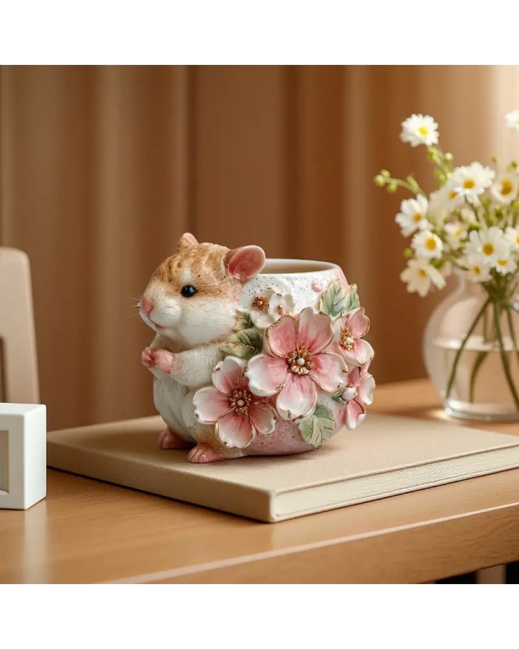 YY5970 Çiçekli Şirin Sincap Saksı Mumluk Silikon Kalıp